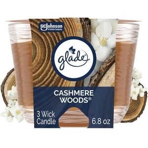 Glade 3-Wick Cashmere Woods Essential Oil Scented Jar Candle